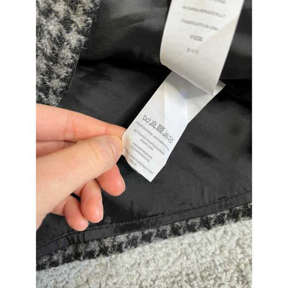 J Crew Mini Dress 2 XS Houndstooth Wool Leather Trim Shift A-Line Career Modern - Picture 9 of 16